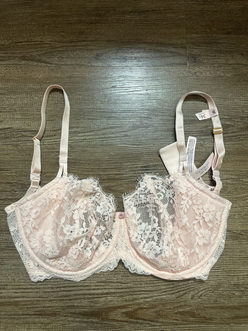 34G pink lace victoria secret bra NWT